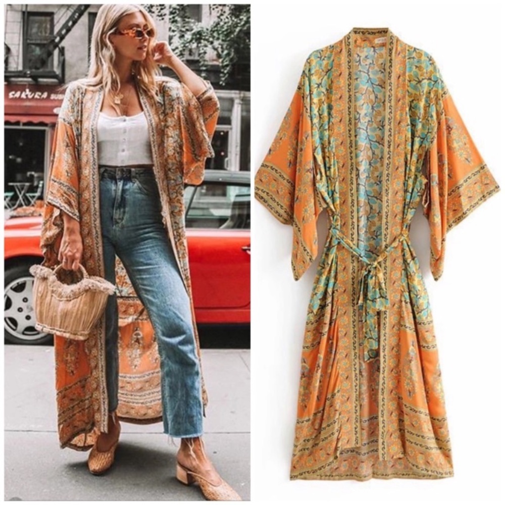 SOLD OUT Golden Fields Bohemian Kimono Wrap Robe - Picture 1 of 7